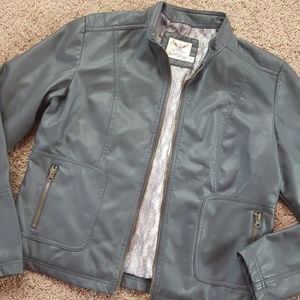 Gray leather jacket
